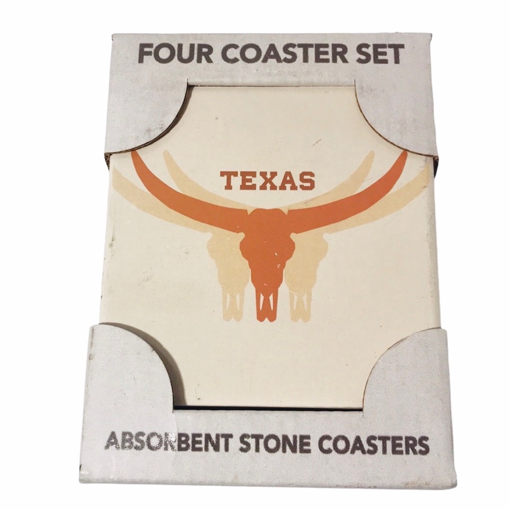 NWOT Set 4 Highland Home Texas Longhorn Coasters